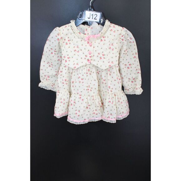 Vintage JCPenney Toddler Time 6m Floral Print Lace Trim Dress - Picture 1 of 11